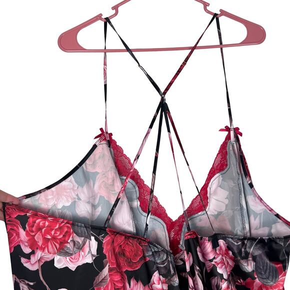 Cacique Floral Lace Trim Chemise Babydoll 26/28 Plus Size Lingerie Sleepwear - Picture 7 of 9